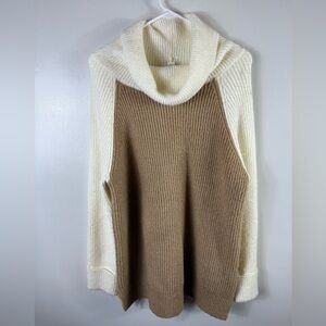St Johns Bay Womens Sweater Cowl Neck Tan Cream Oversized Casual Officewear Fall
